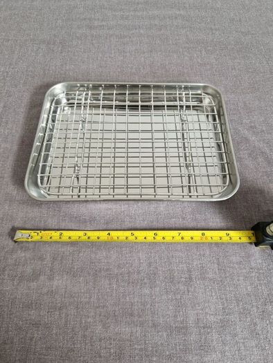 Small Stainless Steel Roasting Tray Oven Pan Dish Baking Roaster Tin Grill Rack