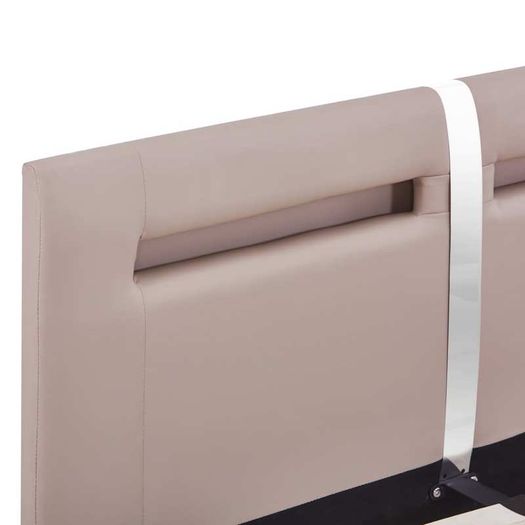 Bed Frame with LED Cappuccino Faux Leather 135x190 cm