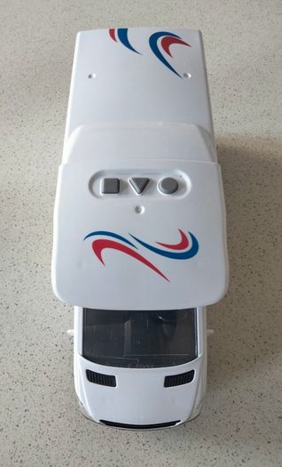Toy Campervan - White with blue and red decals