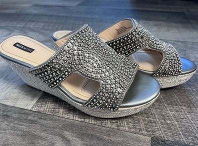 silver womens Wedges sandals