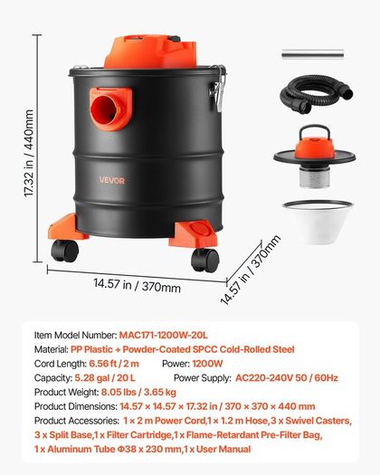 20L 1200W Ash Vacuum Cleaner