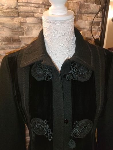 Noa Noa Copenhagen Black velvet button overcoat UK 10 to 12 Postage included
