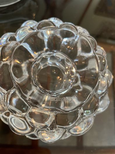 Orrefors Sweden Raspberry Clear Crystal Glass Votive Candle Holder Anne Nilsson 1980s