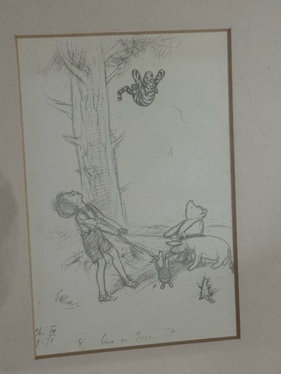 Framed EH Shepard Classic Winnie the Pooh Pencil Sketch Prints (64 x 30cm)