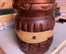 Vintage Hand-Carved Wooden Tobacco Jar