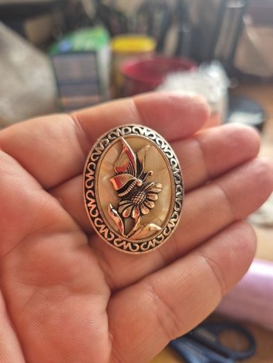 Vintage Cameo Butterfly Brooch