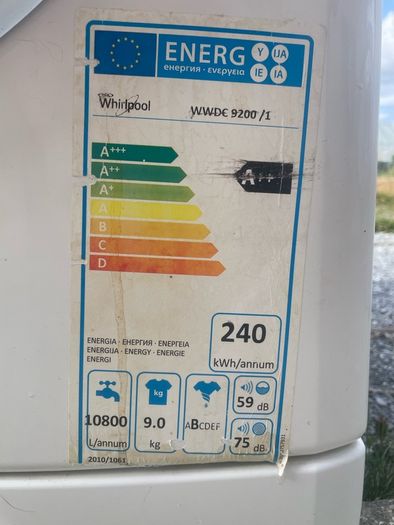whirlpool washing machine 9kg
