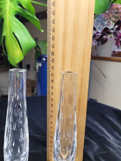 Pair of WATERFORD Crystal Slim Bud Vases Signed