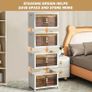 Storage Boxes with a lid, 4 Piece Large Collapsible Wardrobe, Stackable Storage Boxes with wheels Plastic Collapsible Organiser Kitchen Foldable Plastic Box (4 /110L) Image 4