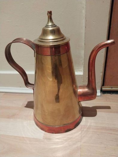 Unusual coffee pot brass & copper