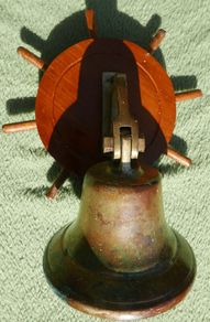 Vintage Wooden Ship Wheel with Brass Bell