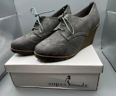 Super Mode Grey Wedge Shoes - Size 37 UK 4