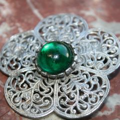 Vintage Silver Oval Eilat Stone Brooch