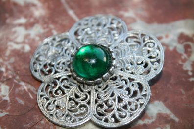 Vintage Silver Oval Eilat Stone Brooch