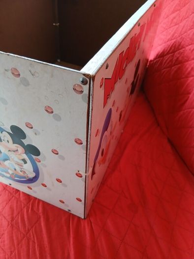 Vintage American Toy Mickey Mouse Wooden Toy Chest / Storage Box