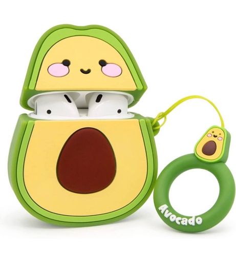 Cute Airpods Case, Airpods 2 Case, Funny 3D Cartoon Fruit Avocado Case, Soft Silicone Full Protection Shockproof Charging Case Cover with Keychain Airpods 1&2 case for Kids Girls Boys Women (FREE POSTAGE)