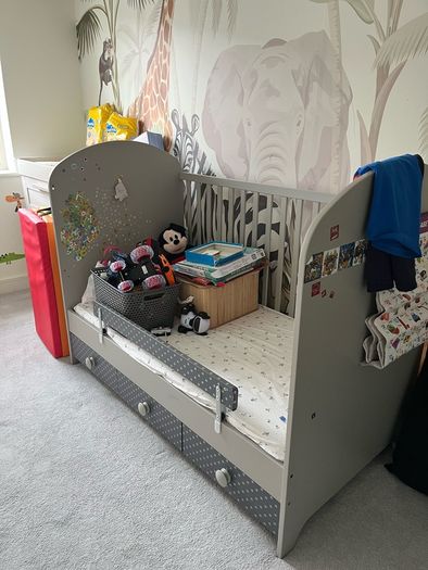 Ikea Gonatt bed/ cot with mattress and IKEA sheets