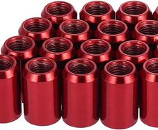 20pcs Car M12x1.5 Wheel Lug Nuts Cone Seat with 1 Key Universal Red