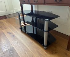 TV Stand / Media Unit - 3 Tier Black Glass
