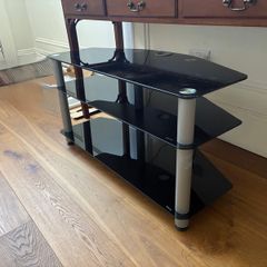 TV Stand / Media Unit - 3 Tier Black Glass