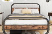 King Size Bed Frame with Headboard,Oval-Shaped Platform Bed with Under-Bed Storage,Steel Slats Mattress Foundation Round Pipe Design,Brown