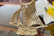Mid Century Modern Vintage Brass Sloop Ship Paperweight