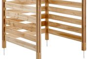 3 Panel Slatted Air Conditioner Fence Screen, Pool Equipment Enclosure with Metal Stakes 36" W x 36"