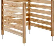 3 Panel Slatted Air Conditioner Fence Screen, Pool Equipment Enclosure with Metal Stakes 36" W x 36"