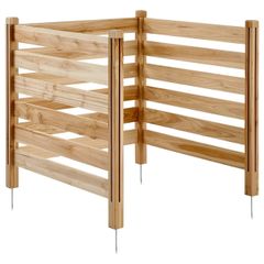 3 Panel Slatted Air Conditioner Fence Screen, Pool Equipment Enclosure with Metal Stakes 36" W x 36"