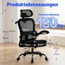Ergonomic office chair with headrest, adjustable lumbar support & mesh upholstery, height-adjustable swivel chair up to 150 kg, computer chair ideal for office and home office, black Image 2
