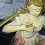 Vintage Large Tengra Valencia porcelain a girl in a white and pink dress with hand-painted roses, postage available or collection Image 5