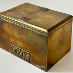 Early-1920s Art Deco WMF Oxidised Silver-plate (on brass) Tobacco Box