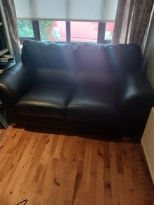 2seater black leather sofa