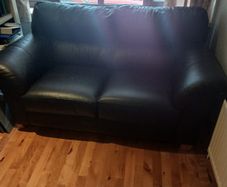 2seater black leather sofa