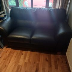 2seater black leather sofa
