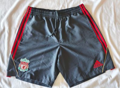 Liverpool FC Shorts 2009/10 Adidas Training Woven - Charcoal Grey Red - Size S - LFC