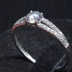 Vintage 9ct White Gold 375 Solitaire Ring Size 59.5