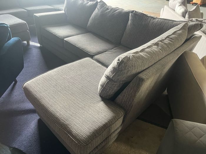Grey corduroy corner sofa set