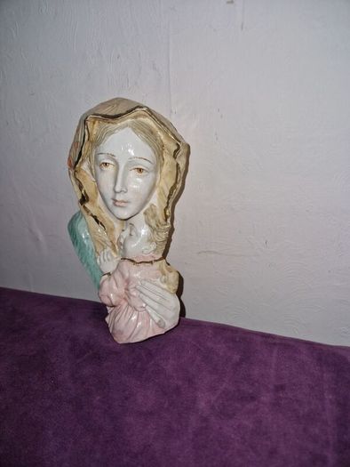 Hand painted Italian made Madonna and child wall sculpture