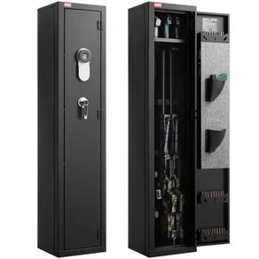 Gun Safe, Heavy Duty Cold-Rolled Steel Rifle Cabinet with Fingerprint & Key, Large Long Gun Cabinet with Magazine and LED, Adjustable Racks for Rifles, Pistols, Shotgun(Assembly Required