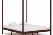 Canopy Bed Frame Dark Brown Solid Pine Wood 6FT Super King