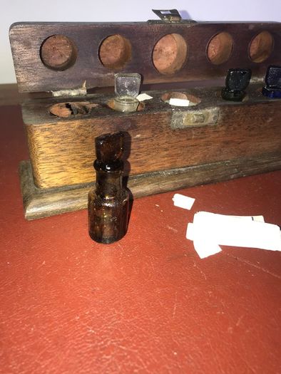 Antique Wooden Box - Perfume Bottles ??