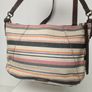 Fossil Striped Canvas & Leather Hobo Bag + Matching Zip Wallet Set Image 10