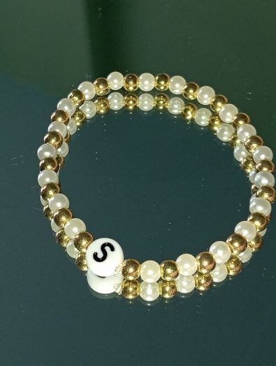 Handmade bracelet crystal pearl gold