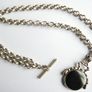 Vintage Silver Plated Pocket Watch Chain With Fob Image 8