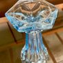 Vintage Art Deco Light Blue Pressed Glass Trumpet Vase made in Czechoslovakia 1930s Image 6
