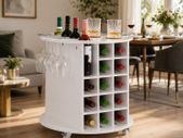 Rolling Bar on wheels wine rack & glass Holders  mini bar