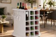 Rolling Bar on wheels wine rack &amp; glass Holders  mini bar