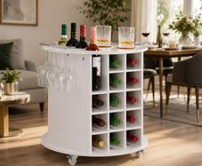Rolling Bar on wheels wine rack & glass Holders  mini bar