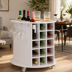 Rolling Bar on wheels wine rack & glass Holders  mini bar